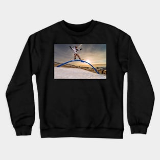 Snowboarder sliding on a rail Crewneck Sweatshirt